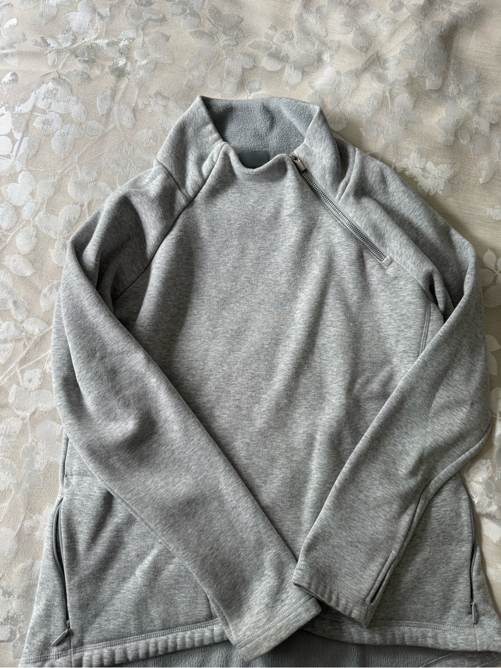 Athleta Light Gray Half-Zip Mock Neck Sweater